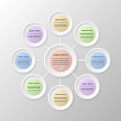 Vector infographic template on the grey gradient background. Eight options