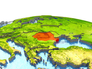 Romania on Earth in red