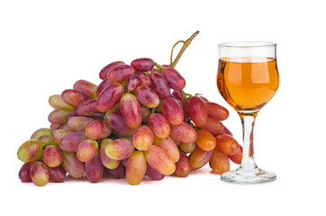 Pink husain grape and glass of white wine