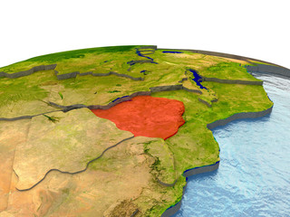 Zimbabwe on Earth in red