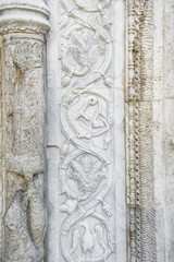 (Assisi, Umbria, Italy)- Stone carved decorations in Saint Francis of Assisi basilica, neo-gothic style.