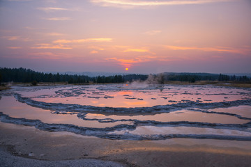 Sunset at Great Fountain Geyser 