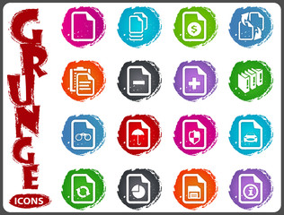 Documents icons set in grunge style