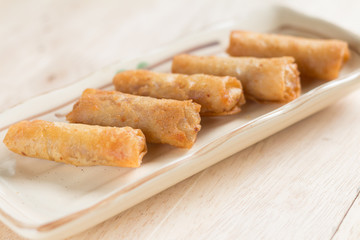 Deep fried spring rolls with pork stuffed