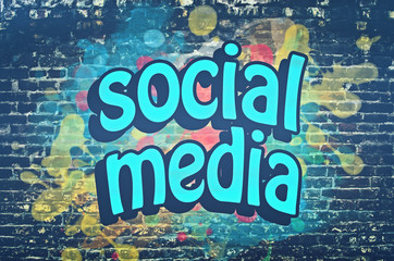 Fototapeta na wymiar Social media graffiti wall