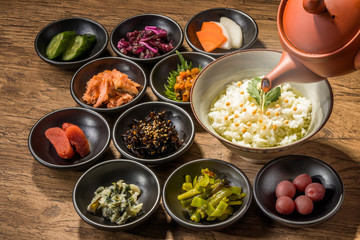 お茶漬けセット　 boiled rice with tea japanese food