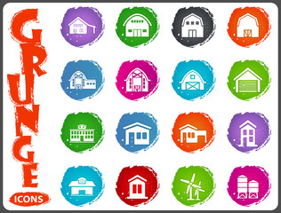 farm building icon set