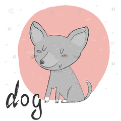 Small, cute puppy sketch doodle. Vector illustration.