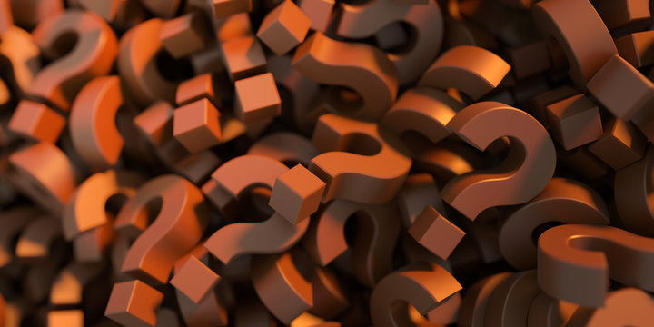 Infinite chocolate question marks, 3d rendering