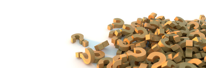 Wooden question marks, 3d rendering