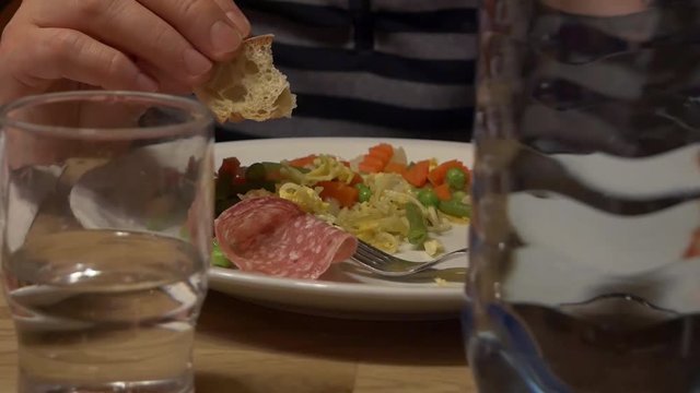 Eating dinner