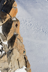 Climber in the mountains. Freerider ski Mont Blanc, France, French Alps, Europe.