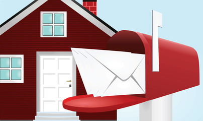 Post box and house vector