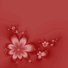 Abstract beautiful flower garland on a red background