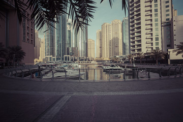 Fototapeta na wymiar Dubai Marina at sunrise, United Arab Emirates.