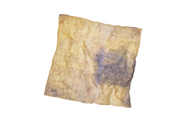 Yellow cleaning rag isolated on white. This has clipping path.