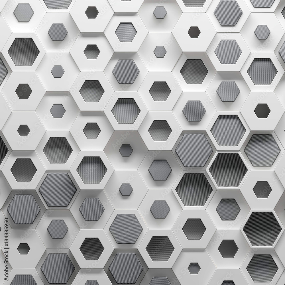 Poster parametric hexagonal pattern, 3d illustration