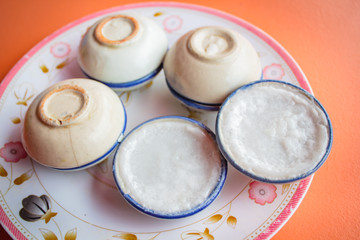 Thai dessert made of coconut milk, pandan leaves and tapioca flo