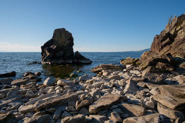 Soothing a quiet summer landscape of Lake Baikal