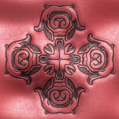 3D rendering of plastic background tile with vintage ornament