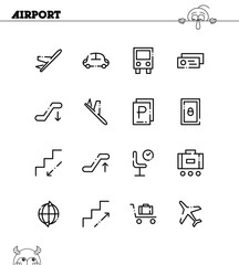 Airport flat icon set