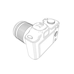 Photo camera. Isolated on white.  Vector outline illustration.
