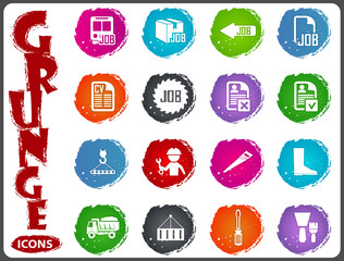 Job search icons set in grunge style