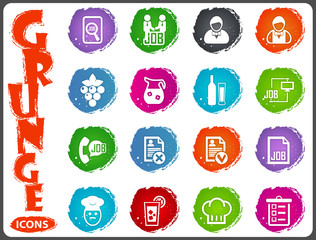 Job search icons set in grunge style