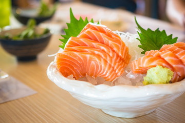sashimi salmon slice - obrazy, fototapety, plakaty