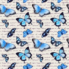 Raamstickers Vlinders Vlinders, handgeschreven tekstnota. Waterverf. Naadloos patroon