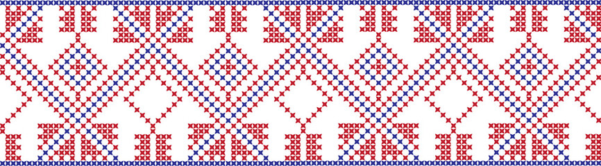 Embroidered cross-national pattern