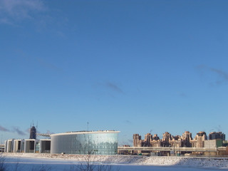 New modern quarters, bank of the Neva, the Gulf of Finland.