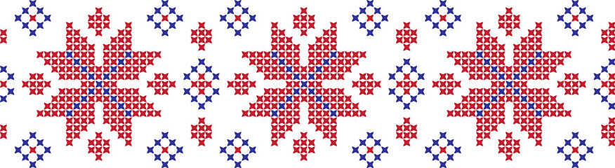Embroidered cross-national pattern