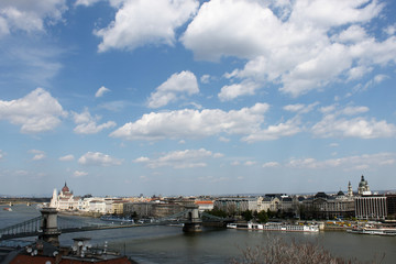 Chain Bridge in Budapest panorama