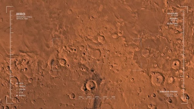 MRO mapping flyover of western section of Memnonia Region, Mars. Clips loops and is reversible. Scientifically accurate HUD. Data: NASA/JPL/USGS