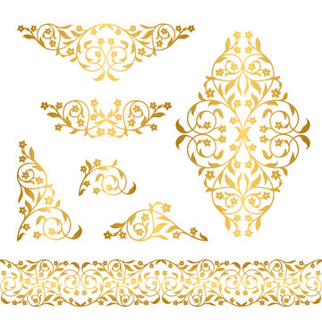 Graphic flower silhouettes in gold