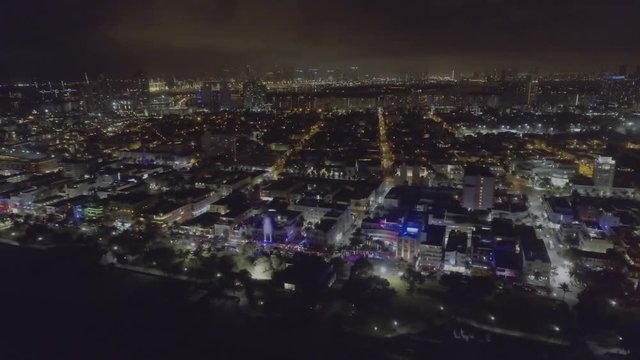 South Beach Miami Ocean Drive Night Clubs Aerial Panorama