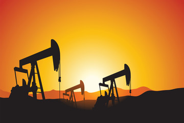Oil Pumps in sunset background