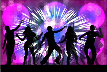 Obraz na płótnie Canvas Dancing people silhouettes. Abstract background.
