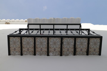 Tiled balcony from below