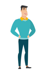 Young caucasian businessman laughing.