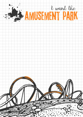 Roller Coaster on Checkered Background