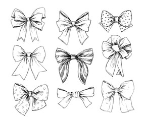 Fototapeta na wymiar Hand drawn vector illustrations. Different types of bows. Perfec