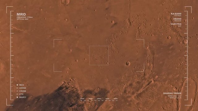 MRO mapping flyover of eastern section of Elysium Region, Mars. Clips loops and is reversible. Scientifically accurate HUD. Data: NASA/JPL/USGS