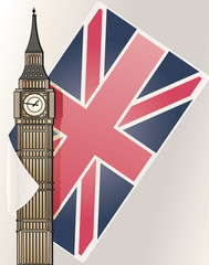Naklejka na ściany i meble Big ben & flag of Great Britain