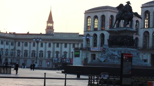 Milan duomo square on sunrise
