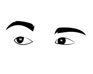 draw of black eyes who see somethings vector 