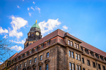 Fototapeta premium New Town Hall Tower in Dresden, Saxony, Germany