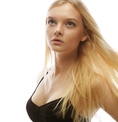 Naklejka premium Photo of young beautiful woman with blond hair