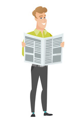 Business man reading newspaper vector illustration